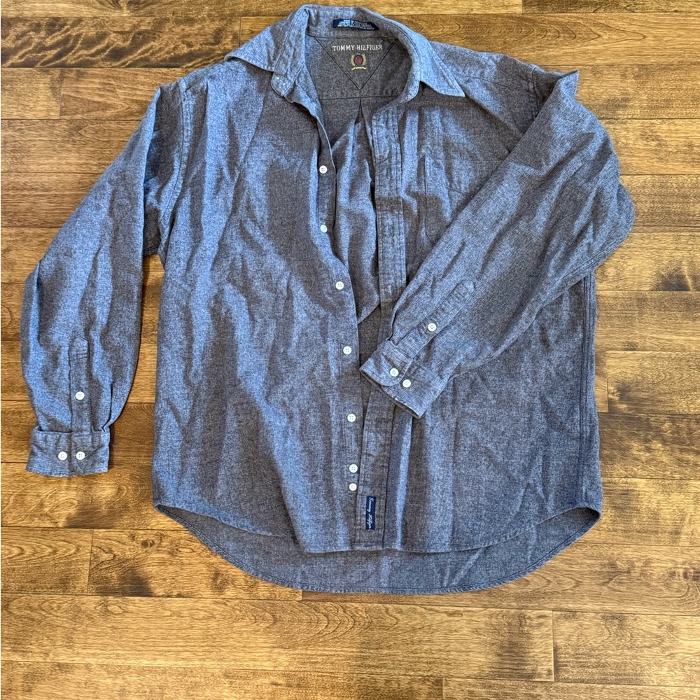 Tommy Hilfiger Gray Casual Button Down Shirt